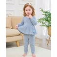 thumbnail image 4 of 6 Months Baby Girls Clothes 12 Months Girls Fall Winter Outfits Set Solid Color Infant Girl Long Sleeve Sweatshirt Top Pants Set Light Blue, 4 of 6