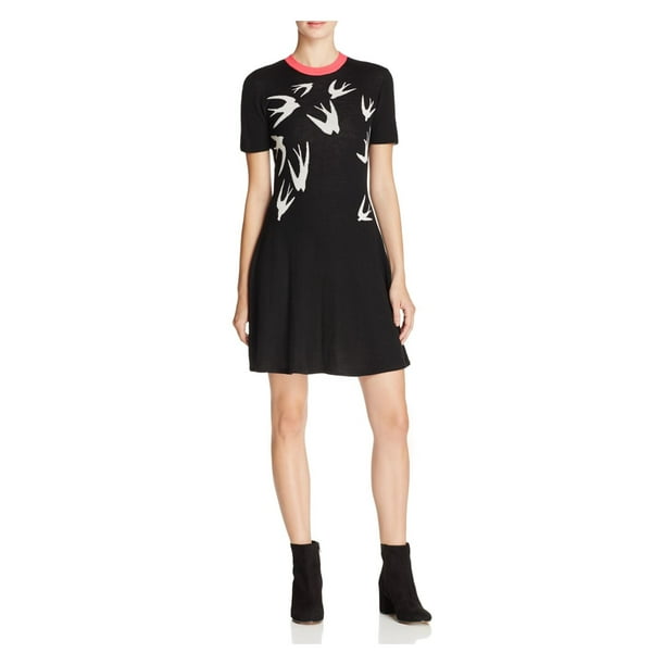 Black ribbed short sleeve dress hot sale