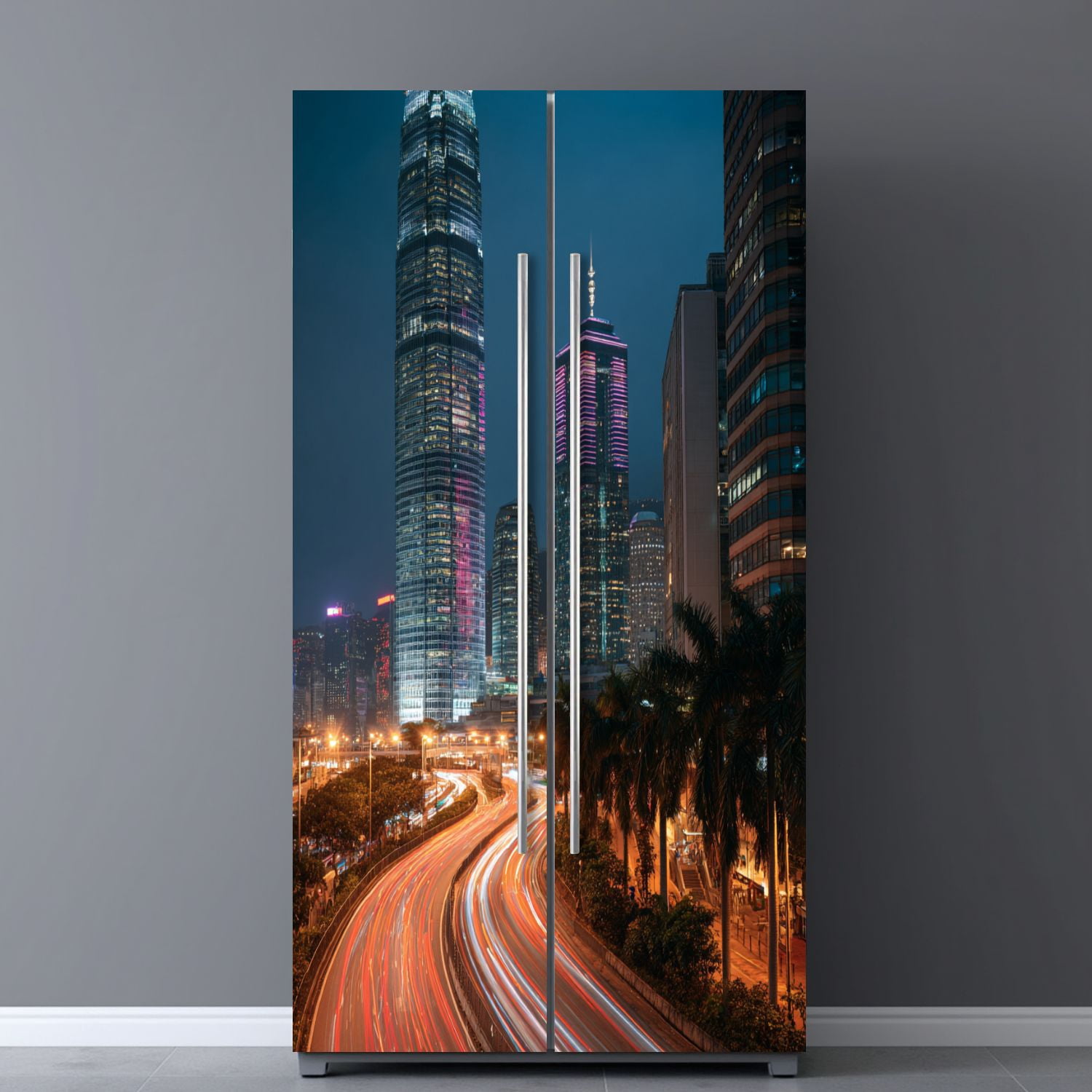 Self Adhesive Vinyl Refrigerator Wrap Set Skyline North Door Mural Removable Fridge Sticker Peel and Stick&nbsp;Full Door Cover Decal Kitchen Bar Decor