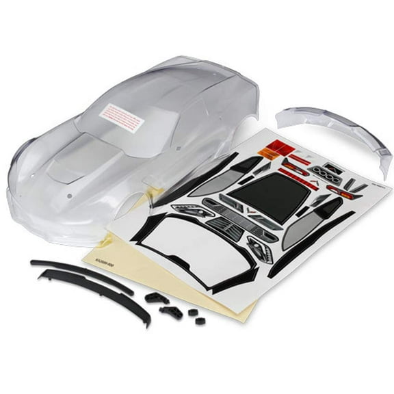 Traxxas 8386 - Chevy Corvette Z06, Body, Side Mirrors, Spoiler, Hardware, Clear