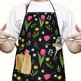 thumbnail image 2 of Pioneer Flower Floral Print Pattern Cotton Linen Apron with Pockets, Waterproof Adjustable, 33x27 Inch for Kitchen, Gardening, BBQ, Salon, 2 of 6