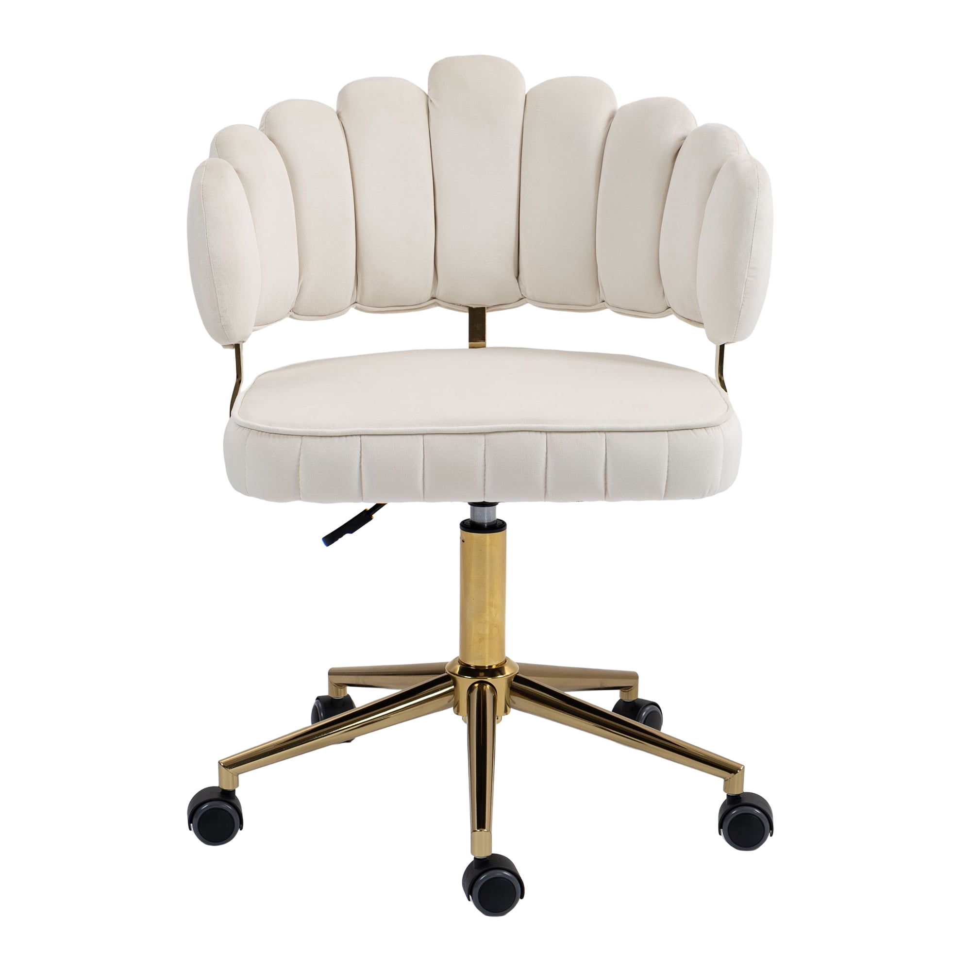 MAYEERTY Velvet Home Office Desk Chair, Modern Cute Computer Chair, Wheels Swivel Height Adjustable Swivel Task Chair for Home Office (Beige Velvet)