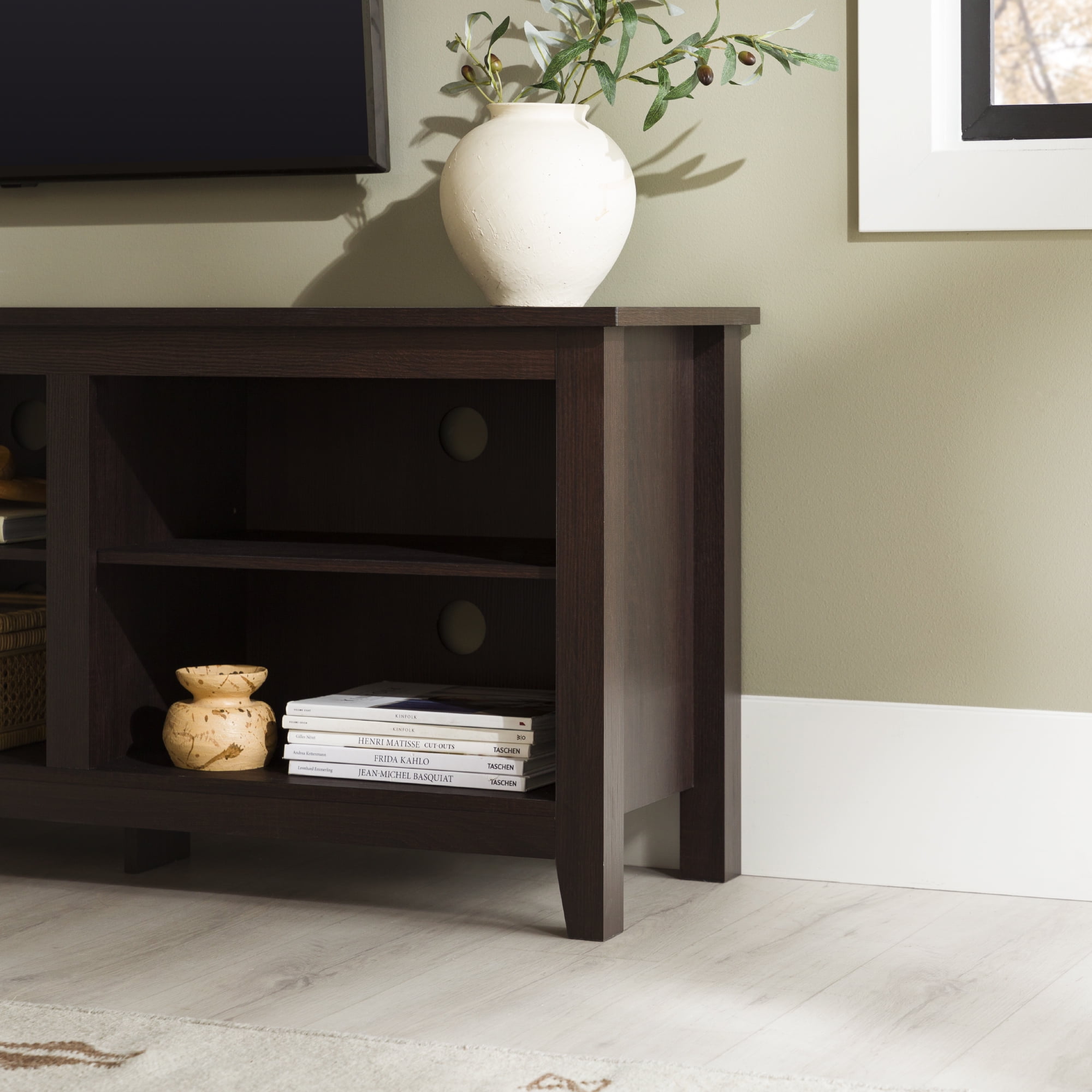 Woven Paths Open Storage TV Stand for TVs up to 80", Espresso