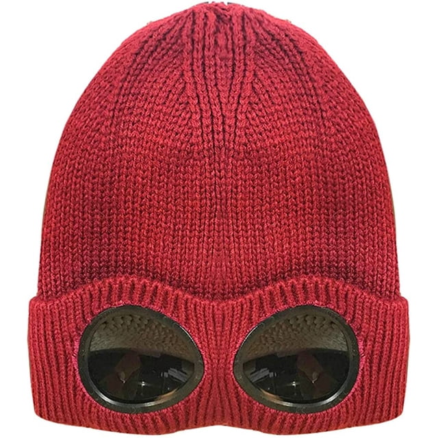 LinYooLi Women Knit Beanie Skull Hat Slouchy Chunky Cable Warm Soft Thick Cap with Goggles