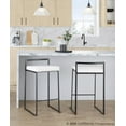 thumbnail image 3 of Fuji Stacker Counter Stools for Kitchen Counter in Black Metal, Counter Height Chairs, Bar Stools Set of 3, Counter Height Stools Set of 3, Bar Stools For Kitchen Island (White Velvet), 3 of 6