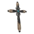thumbnail image 4 of Western Fleur De Lis Floral Tooled Silver Scroll Filigree Turquoise Wall Cross, 4 of 8