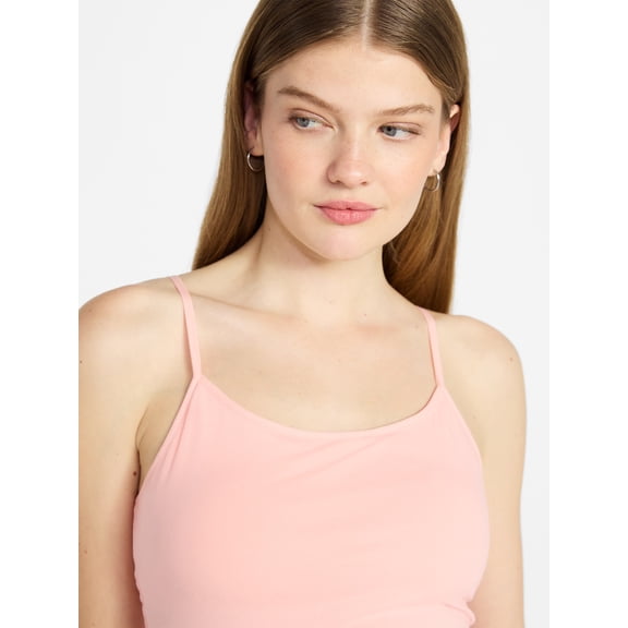 No Boundaries Cropped Cami Top with Shelf Bra, Women's XXS-XXL