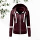 thumbnail image 4 of Sudadera con capucha Mujer Manga larga Cremallera completa Sudadera con capucha de forro polar suave Tops para deporte Vino rojo Hugo Sudadera con capucha, 4 of 8