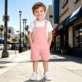 thumbnail image 6 of XIYON Children Girls Boys Overalls Suspenders Sleeveless Solid Color Comfortable Lightweight Jumpsuit Romper For Everyday Wear,Pink,4-5 Years, 6 of 9
