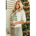 thumbnail image 4 of Redhotype White Christmas Tree Puff Sleeve Sweater - Festive Chic, 4 of 8