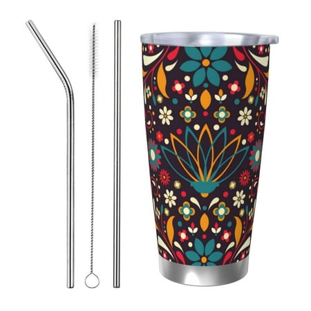 

Goofa Colorful Mexican2 for 20 oz Skinny Tumbler Stainless Steel Coffee Mug Slim Vacuum Insulated Travel Cup Car Cup-Straw Three-piece Set