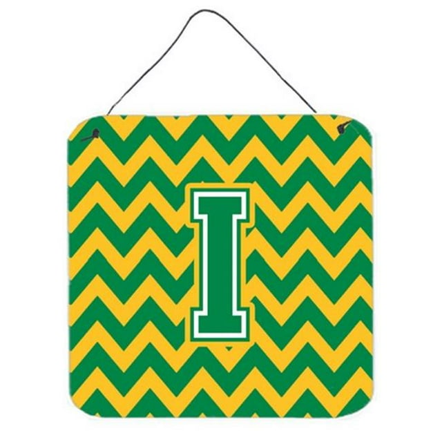Lettre I Chevron Vert & or Mur Ou Porte Suspendus Imprimés