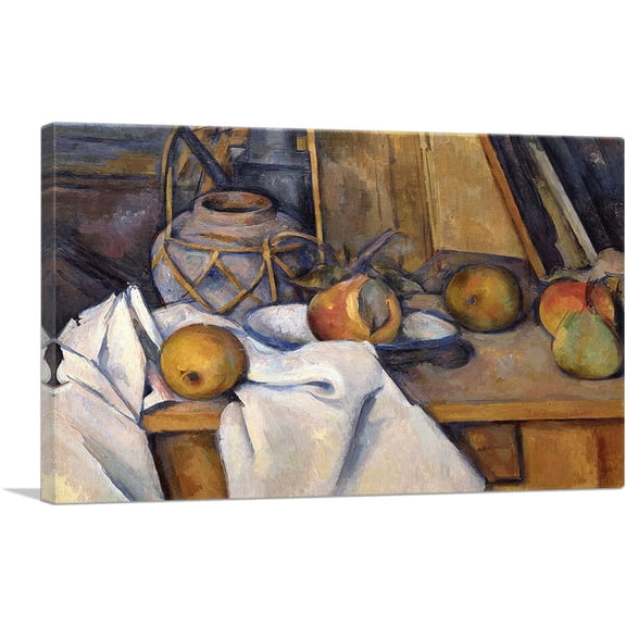 ARTCANVAS Fruit and Ginger Pot 1893 Canvas Art Print by Paul Cezanne - Size: 12" x 8" (0.75" Deep)
