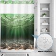 thumbnail image 2 of No Hook Shower Curtain, Dark Green Ocean Waves Shower Curtains for Bathroom with See Through Top Window, Summer Beach Coastal Abstract Waterproof & Washable Bath Curtain Stall 48"x72", 2 of 9
