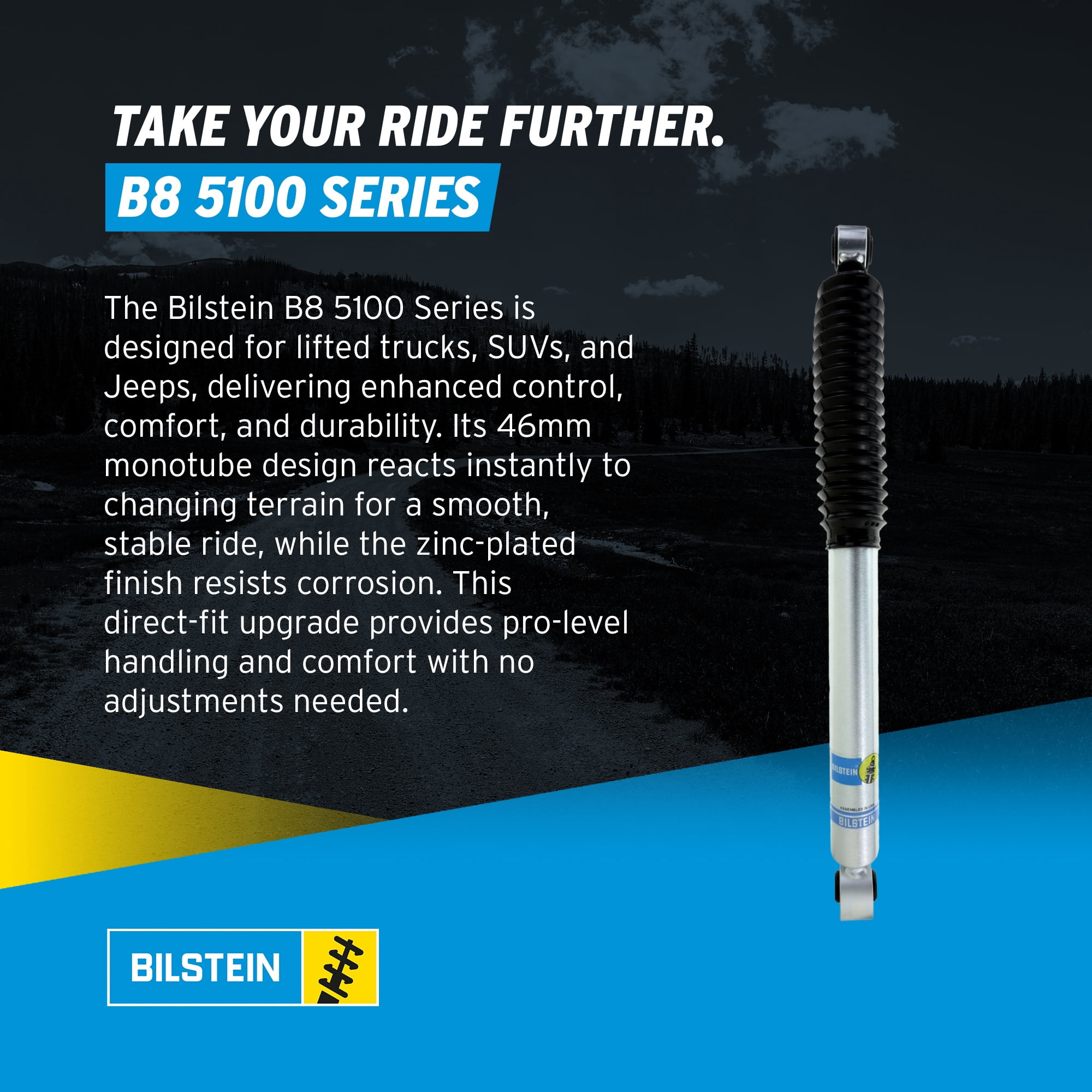 Bilstein Pair of Rear B8 5100 Series Shocks Compatible with 2001-2010 Silverado / Sierra 2500 / 3500 HD with 0-1" Rear Lift