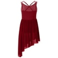 thumbnail image 3 of YONGHS Kids Girls Modern Lyrical Dance Dress Sleeveless Contrast Color Asymmetrical Leotard Dress Burgundy 16, 3 of 6