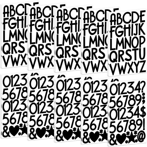 Sinekong 600 Pcs Letter Stickers Large Alphabet Number Stickers 2 Inch for Bulletin Board Poster Classroom Home, Black