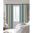 thumbnail image 2 of Blackout Curtains for Bedroom, Blue Yellow Striped Room Darkening Window Drapes for Living Room, Farmhouse Navy Blue Ombre Stripes Thermal Insulated Grommet Curtains, 52x54 inch, 2 Panels, 2 of 9