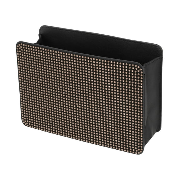 Unique Bargains Car Trash Can Portable Seat Back Trash Bin Gold Tone 1 Pc 7.9" Length 2.8" Width 5.5" Height Faux Leather