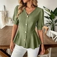 thumbnail image 2 of Women Business Casual Tops 2026 Summer Dressy Blouses Short Sleeve Peplum Work Shirts V Neck Office Outfit by Yigetop Green S, 2 of 8