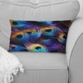 thumbnail image 2 of Designart "blue and purple Vibrant Peacock Feather" Animal Print Printed Throw Pillow, 2 of 5