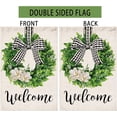 thumbnail image 3 of Boxwood Wreath Welcome Garden Flag,Burlap Garden Flag Double Sided Summer Fall Buffalo Plaid Bow Yard Ourdoor Farmhouse Decor,Small Garden Flag 12x18 Prime, 3 of 6
