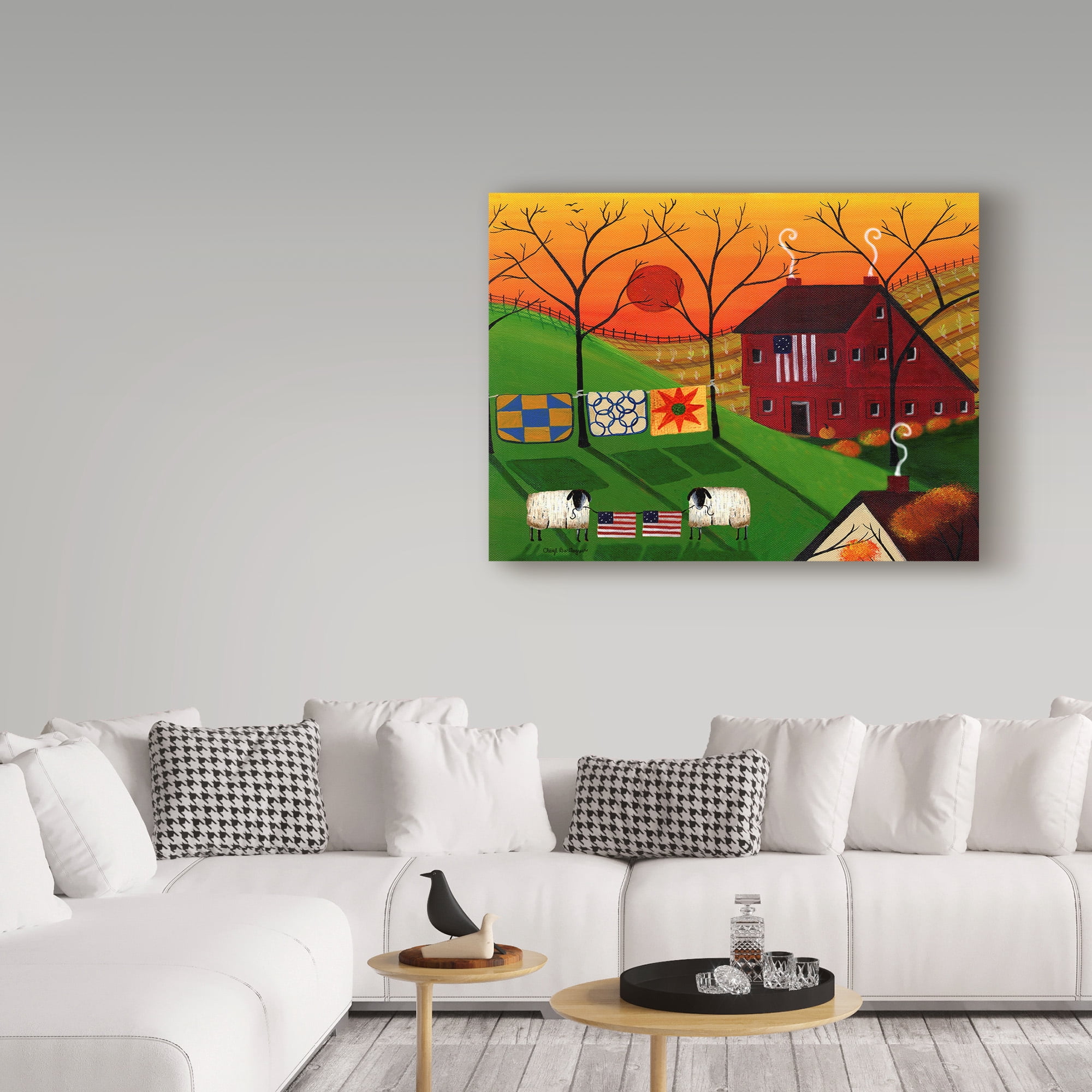 Trademark Fine Art 'Americana Sunrise Sheep ' Canvas Art by Cheryl Bartley