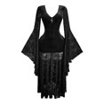 thumbnail image 6 of XIAOCHA Women's Halloween Lace Paneled Long Dress Flare Sleeve Slim Fit Party Maxi Gown, 6 of 6