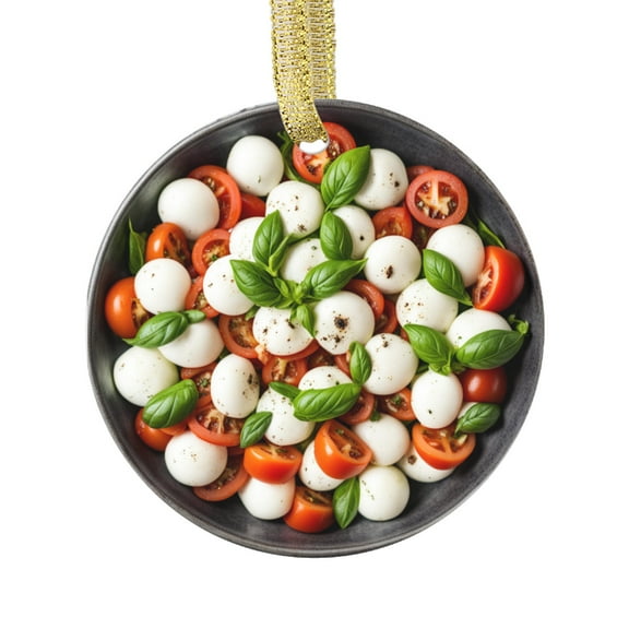 Italian Caprese Salad Tomato Basil Mozzarella Food Double Sided Ceramic Foodie Novelty Holiday Christmas Xmas Tree Ornament Gift Accessory (Flat Printed Design, NOT 3D)
