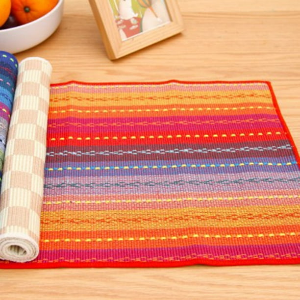 Cotton Placemats Colorful Placemats Braided Ribbed Durable Table Mats