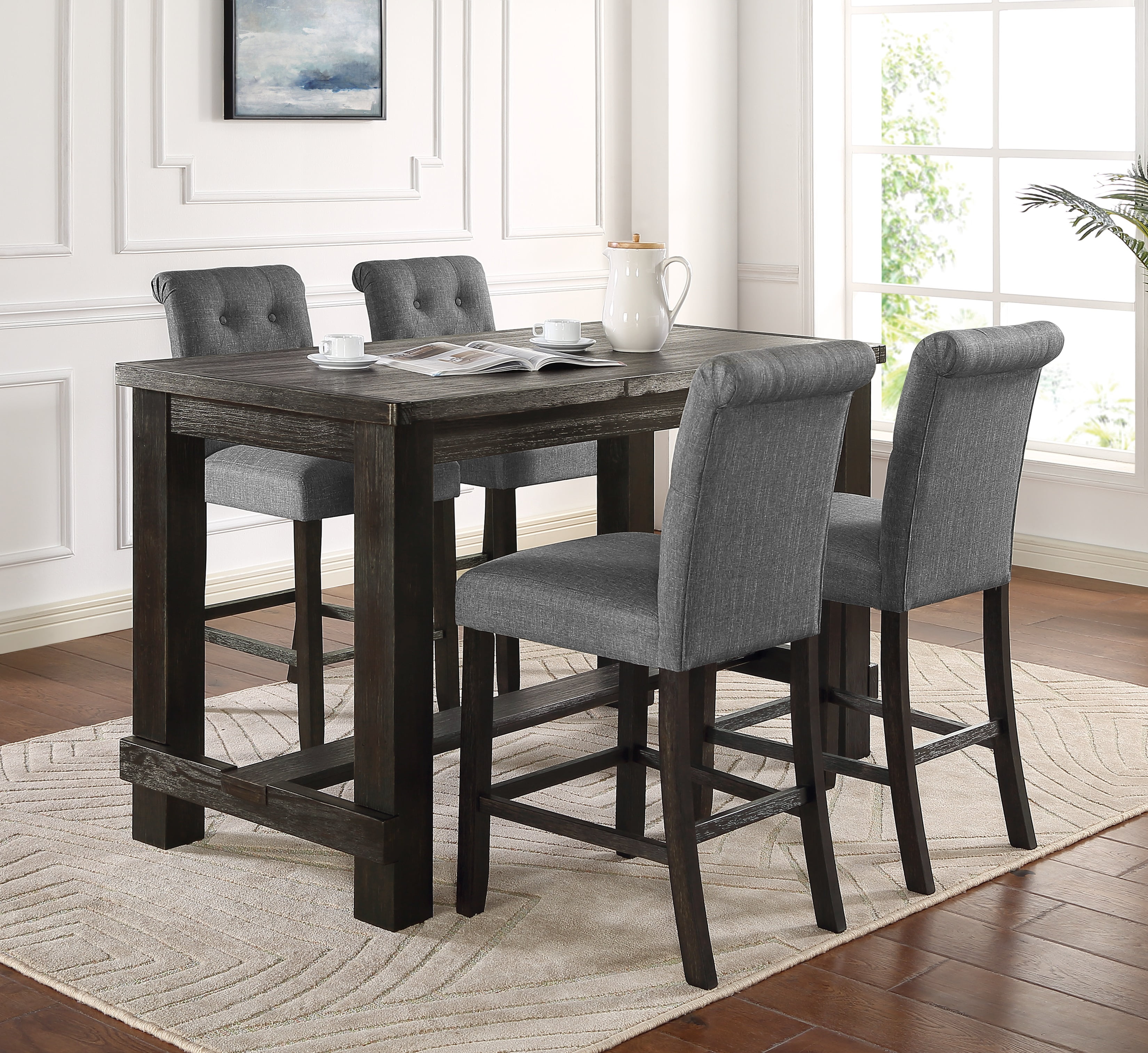 Leviton Antique Black Finished Wood 5-Piece Counter Height Dining Set ...