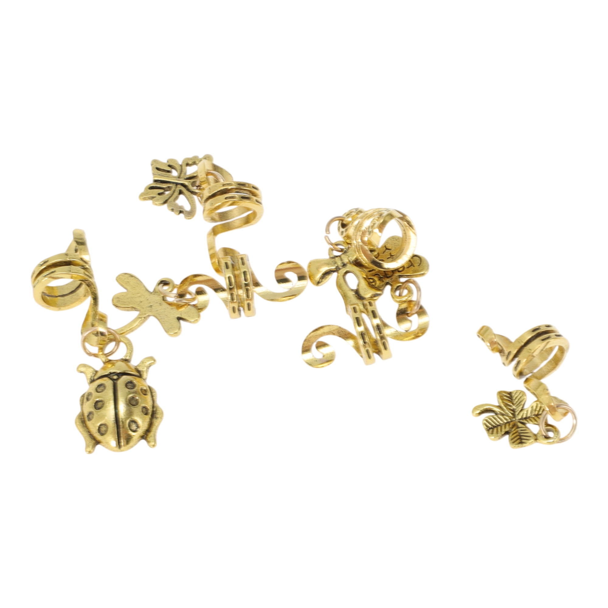 Unique Bargains Snake-shaped Leaves Hair Cuffs Dreadlock 6 Pcs [Snake-shaped Butterfly]