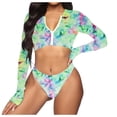 thumbnail image 2 of WREESH Women Solid Push Up High Cut Lace Up Halter Bikini Set Two Piece Swimsuit, 2 of 7