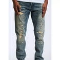 thumbnail image 6 of Crysp Denim Men's Distressed Rip & Repair Stonewashed Skinny Fit Stretch Jeans (28, Blue Stonewashed), 6 of 6