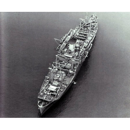 LAMINATED POSTER Overhead view of USS Thomas Stone (AP-59) at anchor on 27 May 1942, location unknown. US Navy photo, Poster Print 24 x