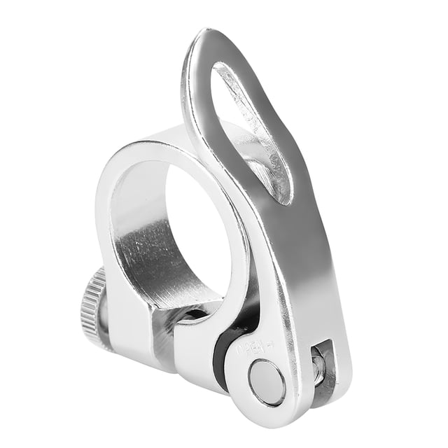 Emoshayoga Abrazadera para tija de sillín de Bicicleta, Abrazadera para tija de sillín de aleación de Aluminio, Abrazadera para tija de sillín de liberación rápida para Bicicleta de Carretera(Plata)