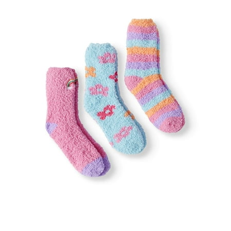 Fuzzy Alligator - Limited Too Girl's Fuzzy Crew Socks, 3 Pairs