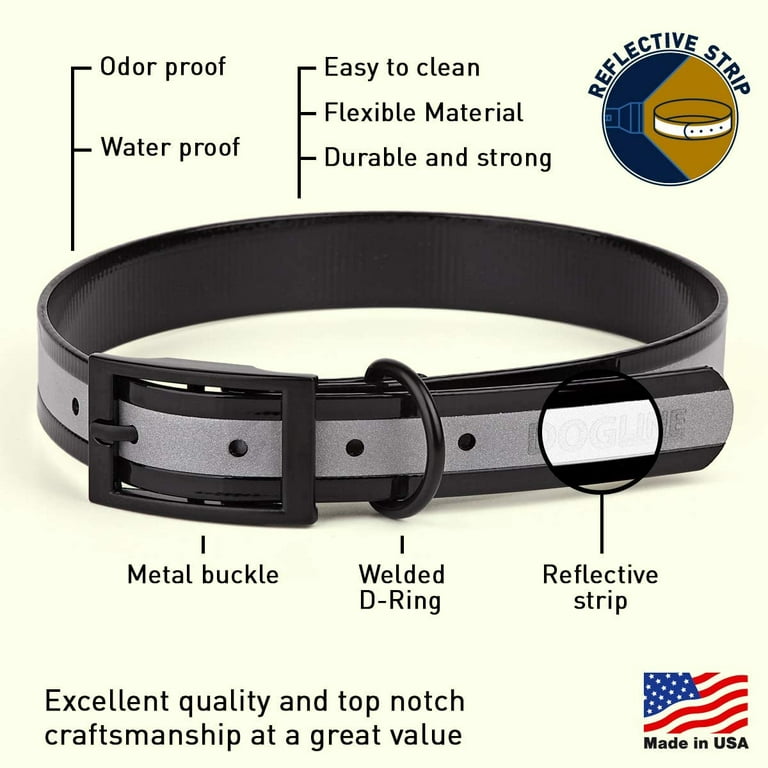 Mighty Paw Metal Buckle Dog Collar, All Metal Hardware, Lightweight Collar,  Reflective Stitching, Strong, Durable (Large, Black) 