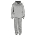 thumbnail image 2 of YOIAVAIOY Women's Hoodie Tracksuit Kangaroo Pocket Hooded Sweatshirt and Jogger Sweatpants Sets Athletic Gym Sweatsuit Fleece Track Sets Solid Casual Sports Outfits Dark Gray S, 2 of 3