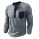 thumbnail image 2 of Camisetas Henley de Larga Raglán para Hombre, Informales, Ajustadas y A . Gris M, 2 of 6