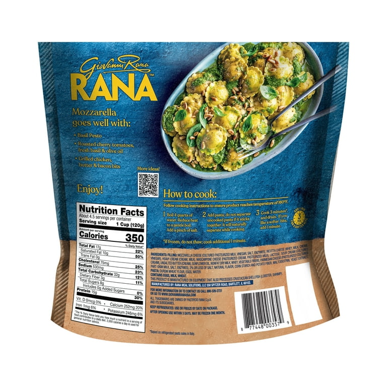 Giovanni Rana Family Size Mozzarella Cheese Ravioli, Fresh Italian