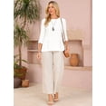 thumbnail image 5 of DARING DIVA Women's 3/4 Sleeve Trendy Business Blouse Crewneck Textured Top S White, 5 of 8