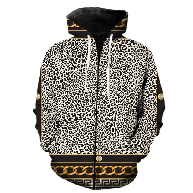 Sudadera con capucha y cremallera con estampado dorado de lujo para hombre, divertida, de manga larga, primavera 2024, gran oferta, estilo Harajuku informal para adolescentes.
