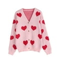 thumbnail image 6 of Cardigans for Women Heart Print Valentine's Day Sweaters Loose Casual Button Down Long Sleeve Open Front Knit Cardigans Alsol Lamesa, 6 of 6