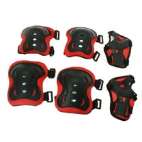 REGALWOVEN Skating Bike Cycling Protective Gear Set  Elbow Knee Wrist Pads Palm Guard Red Black
