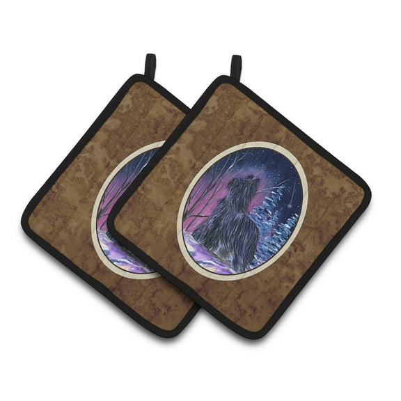 Carolines Treasures SS8366PTHD Starry Night Briard Pair of Pot Holders, 7.5HX7.5W, multicolor