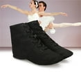 thumbnail image 4 of XIMIN Unisex Lace up Jazz Boots Women Character Shoes Canvas Dance Boots Black Jazz Shoes for Men Ankle Boots Ballroom Dance Flat with Split Sole, 4 of 6
