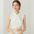 thumbnail image 4 of Women's Victorian Faux Collar Ruffled Front Detachable Blouse False Collar Button Down Half Shirt Layering Crop Top, 4 of 9