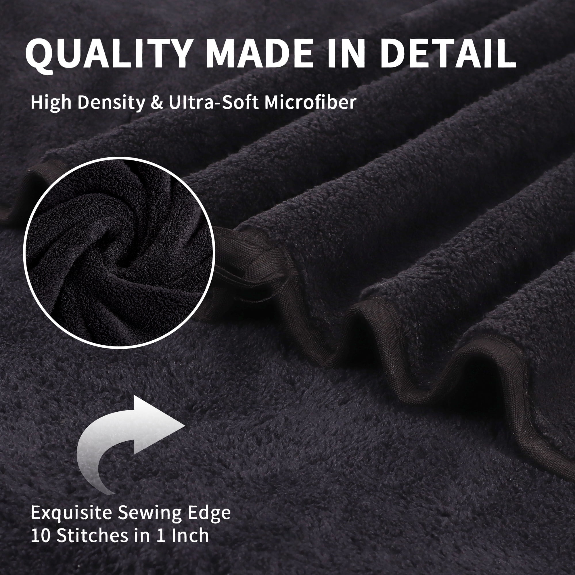 Beartech 8 Piece Bath Towels Set-2 Bath sheet,2 Hand Towel,4 Washcloths,Soft Lightweight Family Towel Highly Absorbent Microfiber Towel Quickly Dry & Less Lint Shower towel for Bathroom-Black