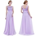 thumbnail image 2 of Raenseen Women's Crochet Lace Chiffon Wedding Bridesmaid Dress Maxi Dress Evening Gowns Lavender 14, 2 of 8